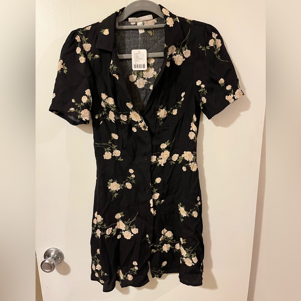 Urban Outfitters Retro Fitted Floral Shirt Dress